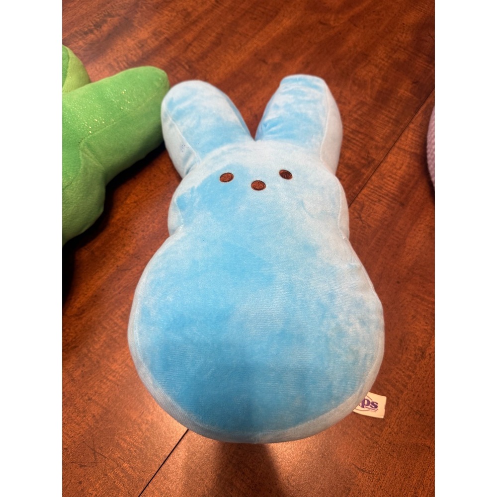 PEEPS Blue Bunny Plush Large Easter Rabbit Stuffed Animal Marshmallow Candy